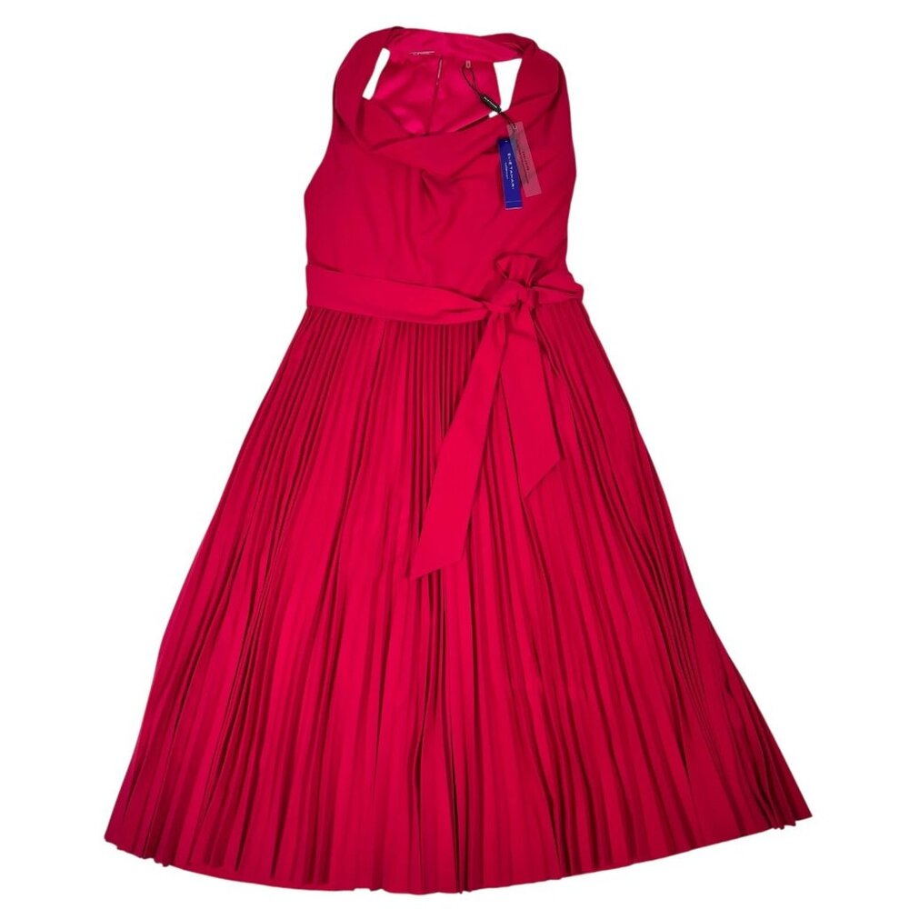 Elie Tahari Collection Womens Pink Fit & Flare Pleated Cowl Neck Dress Size 6